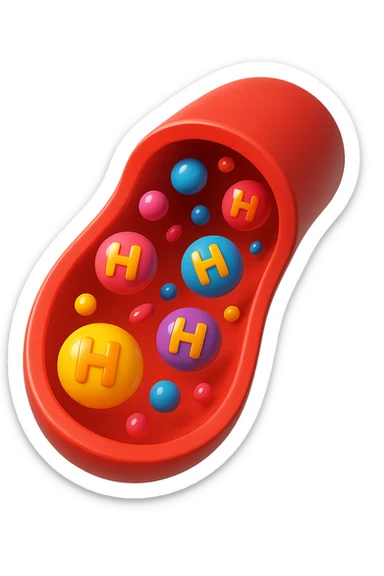 EMOJI STILE IPHONE 3D DI particelle di ormoni che circolano in una vena umana sticker