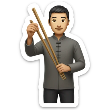 chinese guy holding chopsticks sticker
