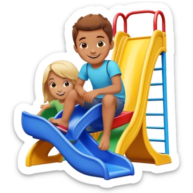 colorful playground slide with a smiling child, fun and friendly sticker