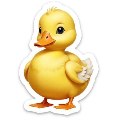 Cinematic Noble Yellow Baby Duck Portrait Emoji, Poised and regal, with a tiny, delicate build and a vibrant, well-groomed bright yellow downy coat, deep-set soulful bright eyes, Simplified yet sharp and sophisticated features, highly detailed, glowing with a soft, dignified glow, high shine, intelligent and charming, stylized with an air of youthful elegance, focused and attentive, soft glowing outline, capturing the essence of a watchful and confident little duckling, so majestic it feels as though it could peep out of the screen with effortless authority! sticker
