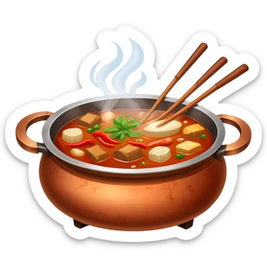 Old-style Sichuan hotpot with copper pot sticker