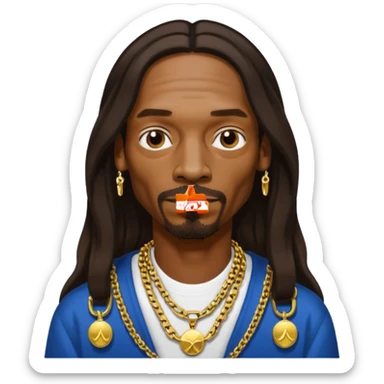 Snoop Dogg with dark brown long hair sticker