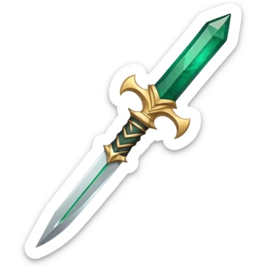 simple single dagger with dull plain blade and simple hilt, only color is a gemstone in the hilt, emoji style sticker