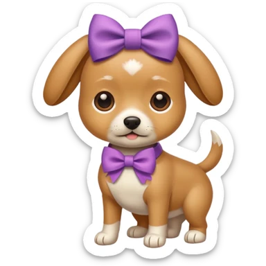 Small light brown dog with bow sticker