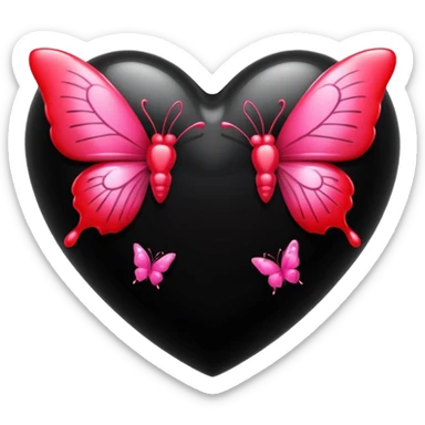Really cool heart emoji for my sick girlfriend that’s mainly  red & black. With just tiny hot pink butterflies on it.  sticker
