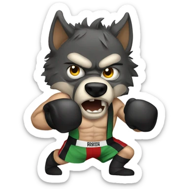 Ferocious wolf boxer  sticker