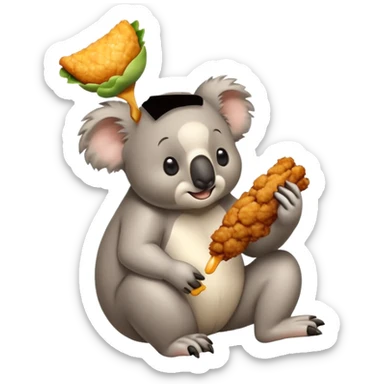 un koala comiendo una pieza de pollo sticker