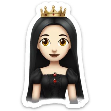 Queen gothic girl long dark black and red hair sticker