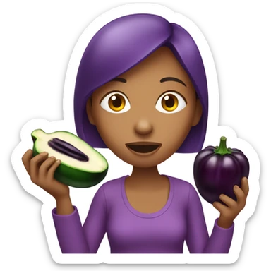 girl eating aubergine sticker