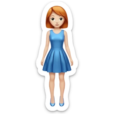 woman lshort ginger hair blue shiney dress full body sticker