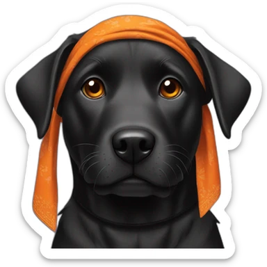 black dog with orange bandana around neck sticker