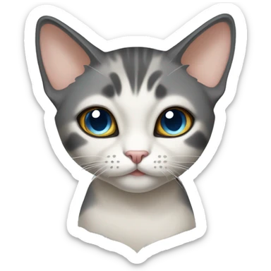 Thai breed cat with a warm cream body, dark gray face, ears, and paws. Short fur, sharp ears, and striking light blue eyes with an intense gaze. sticker