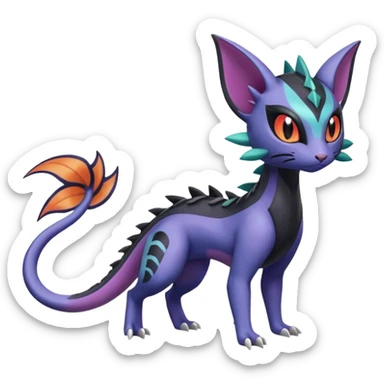 Meloetta-Purrloin-Salandit-Nargacuga-Pokémon-Fakémon-fusion-hybrid-creature sticker