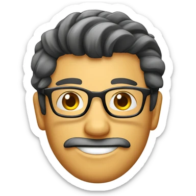 Hombre de cabello corto peinado hacia el lado izquierdo, con gafas un poco sonriente  sticker