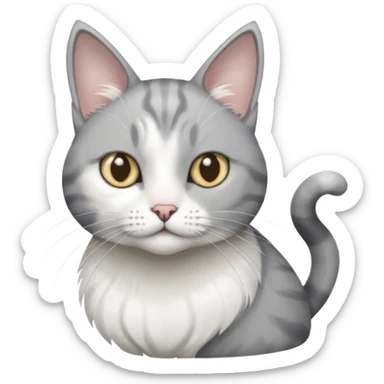 disabled grey and white cat in pet mobility aide sticker
