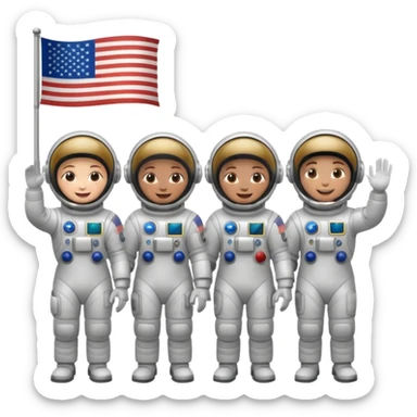 astronauts with flag sticker
