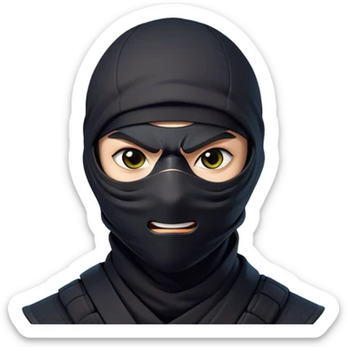 Clash of Clans aesthetic Comical Ninja Portrait Emoji, Head tilted dramatically with an exaggerated, fun expression and wide, comically expressive eyes peeking from a partially lifted mask, featuring a lean, agile form with playful stealth and natural skin tone, Simplified yet humorously expressive features, highly detailed, glowing with a slightly sassy shadowy glow, high shine, dramatic yet playful, stylized with an air of cheeky ninja mischief, soft glowing outline, capturing the essence of a meme-worthy ninja who blends humor with stealth into viral fame! sticker
