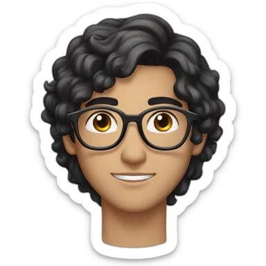 A beautiful Moroccan young man with black, wet hair and white skin, wearing round glasses sticker