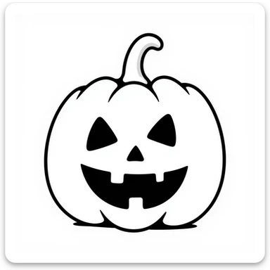 A Halloween jack-o-lantern pumpkin with a carved face in pastel colors (dd9fb0, ffc6d3, a3bfc9, c4bee2, f1b091), hand-drawn doodle style sticker