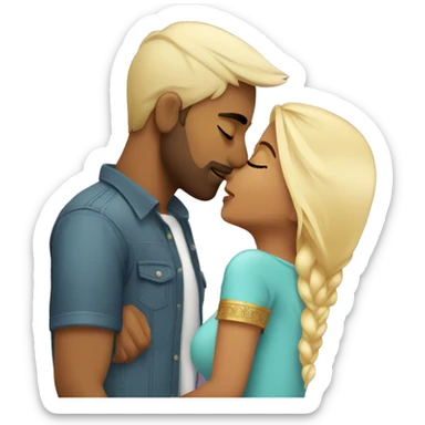 Indian girlfriend kissing her blond boyfriend on cheek sticker