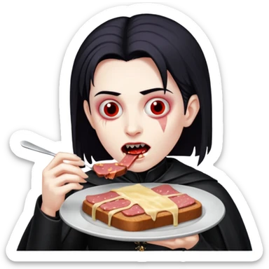 goth vampires eating a SPAM meat dinner sticker