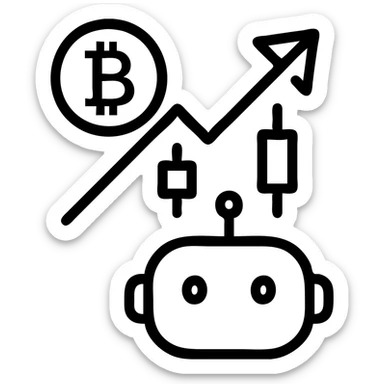 minimal logo for UpFin Trading Bot, combining crypto and tech elements, clean lines, abstract representation of trading, modern and simple sticker