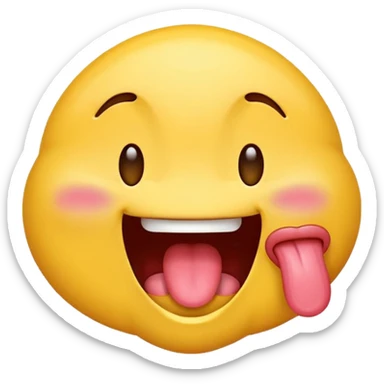 Emoji sticking its tongue out and drooling while looking up ecstatic sticker
