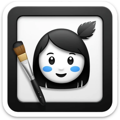 Visualize on-brand content — instantly. black white pallete preferred. brush painting on a canvas. app icon. sticker