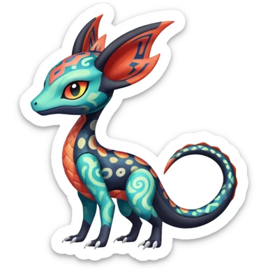 Colorful Translucent Tricky Hot Handsome Meloetta-Salandit-Nargacuga-Pokémon-Fakémon-fusion-hybrid-creature sticker