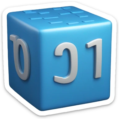 The logo consists of a blue, three-dimensional cube with binary numbers '1010' on its side.  sticker