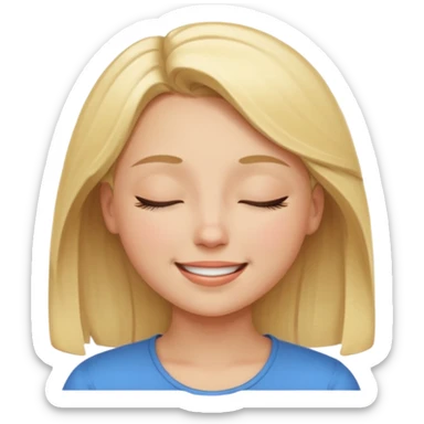 Happy blonde girl with eyes closed and mouth smiling sticker