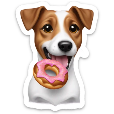 Jack Russell with a donut in her mouth sticker
