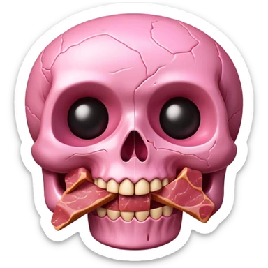 kawaii skull EMOJI made of SPAM MEAT sticker