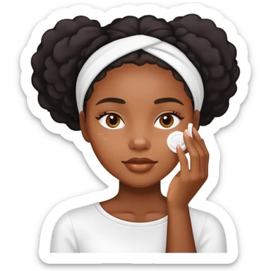 Black girl applying face cream for skincare routine sticker