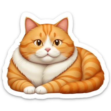 Fat lazy cat lounging sticker