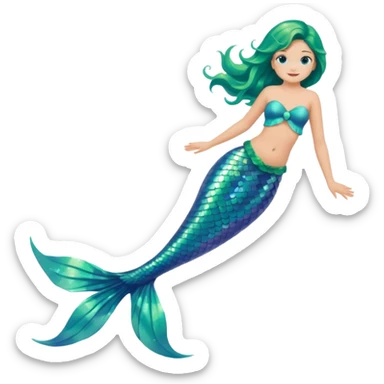 green aqua coloured siren mermaid tail end only sticker