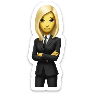 a blonde reptilian alien woman as men in black, full body sticker