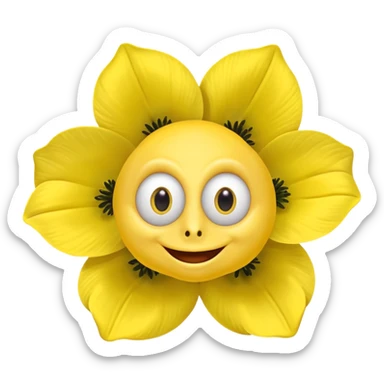 five leaved yellow anemone eyes mouth sticker