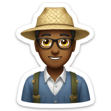 nerd with a rice farmer hat sticker