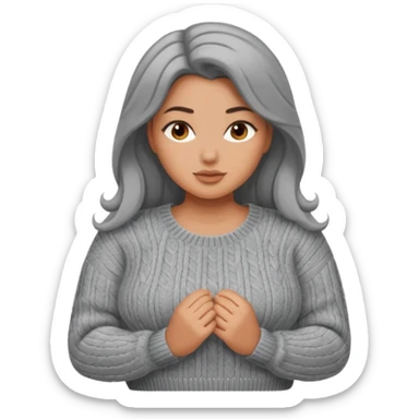 Design a woman’s grey sweater for a voluptuous woman. Only design the sweater. Remove the woman sticker