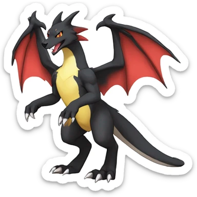 Anthro Cute cool black red white yellow nargacuga-Charizard-sergal-wolf animal hybrid Fakemon full body sticker