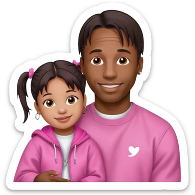 create an emoji of travis scott with his daughter stormi but with pink clothes sticker
