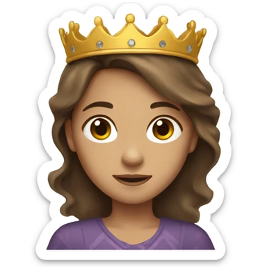 Girl with brown hair that has a crown on and a rock in hand  sticker