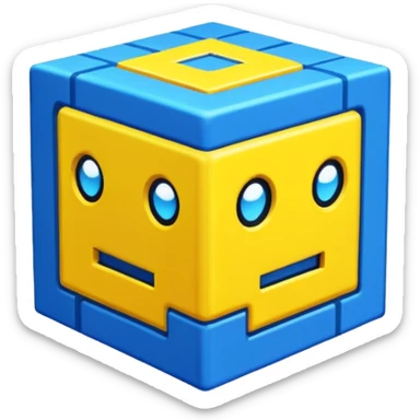 A basic geometry dash cube with default colors with no background sticker