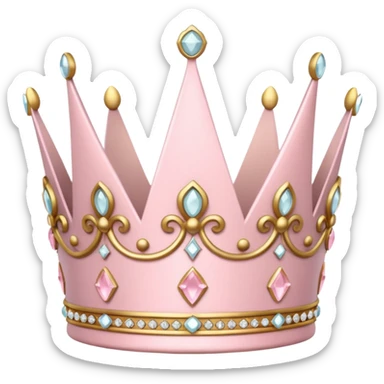 White and pastel pink crown sticker