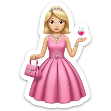 eine birne in einem pinken kleid soll aussehen wie eine reiche frau aber als birne  sticker