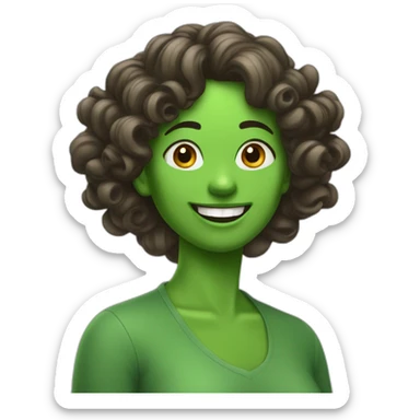 Una mujer de cabello rizado verde riendo sticker