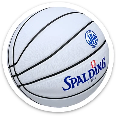 Minimalist blue and white Spalding basketball with NBA logo, blue with black lines, iOS emoji style sticker