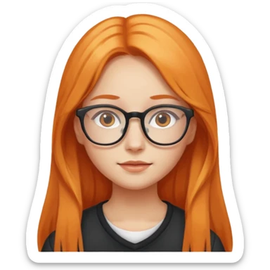 a girl with glasses and light orange long hair sticker