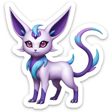 Shiny Exotic Badass Mysterious Gothic Colorful Espeon-Absol-Pokémon-Fakémon-hybrid-creature (full body) sticker